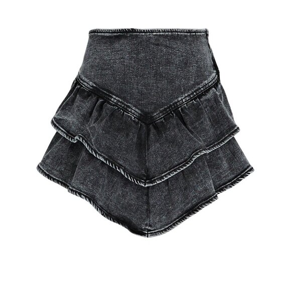 MOTHER Dresses & Skirts - MOTHER The Ruffle Mini Raw Edge Skirt Womens 26 Black Train Stops